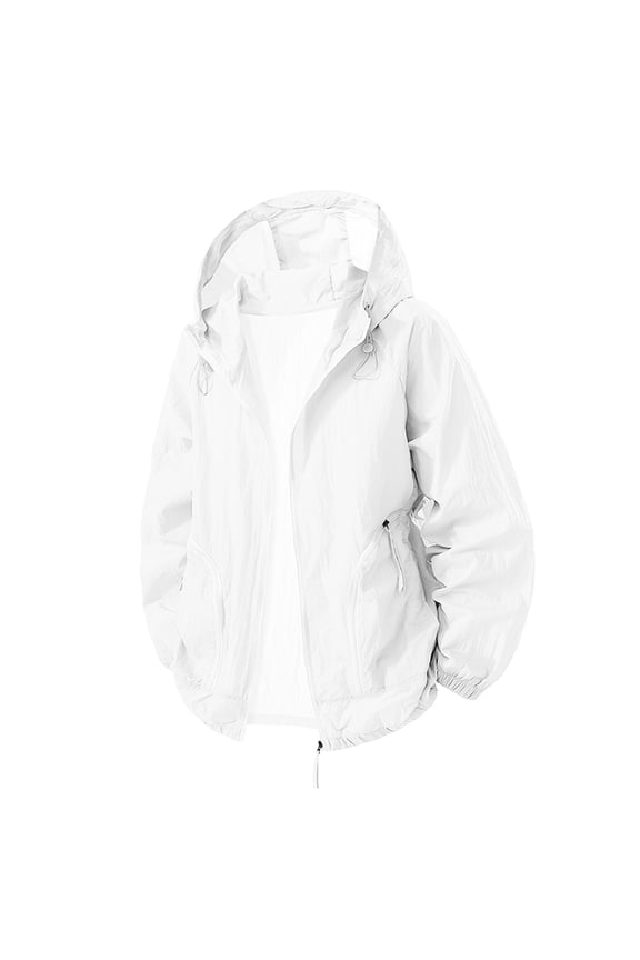 Mens Summer Lightweight Uv Protection Hooded Jacket Loose Fit Quick Dry Breathable Full Zip Windbreaker For Outdoor Sports