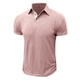 thumbnail image 1 of KIHOUT Mens T Shirts Short Sleeve Beefy Muscle Basic Solid Color Turndown Collar Plain Cotton Blouse Shirt Tops, 1 of 6