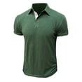 thumbnail image 1 of KIHOUT Mens T Shirts Short Sleeve Beefy Muscle Basic Solid Color Turndown Collar Plain Cotton Blouse Shirt Tops, 1 of 6
