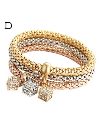 Clearance Multilayer Bracelets - 3PCS Gold/Silver/Rose Gold Corn Chain  Bracelet For Women Heart Shaped Stretch Bracelet/cheap bracelets