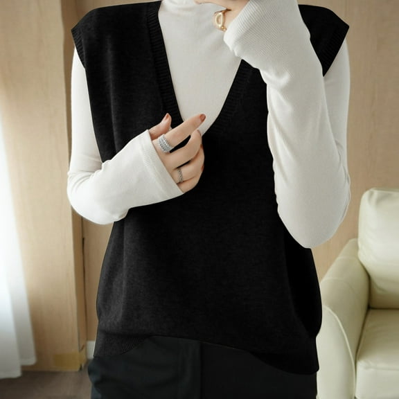 KIHOUT New Arrival Tank Tops for Women V-Neck Sleeveless Solid Color Capless Fashion Fallow Commuting tops