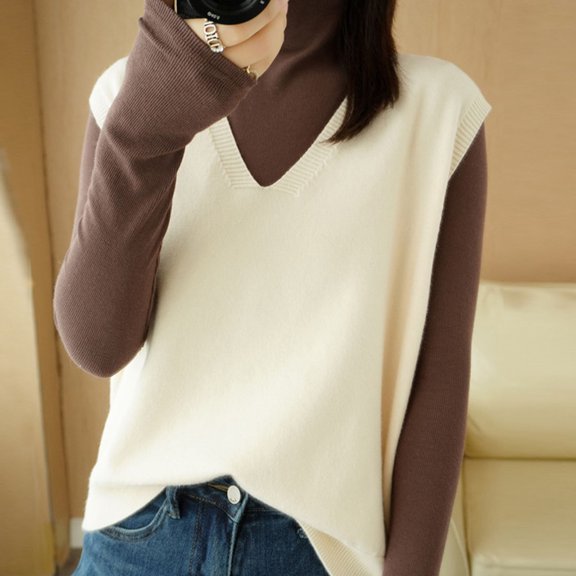 KIHOUT New Arrival Tank Tops for Women V-Neck Sleeveless Solid Color Capless Fashion Fallow Commuting tops