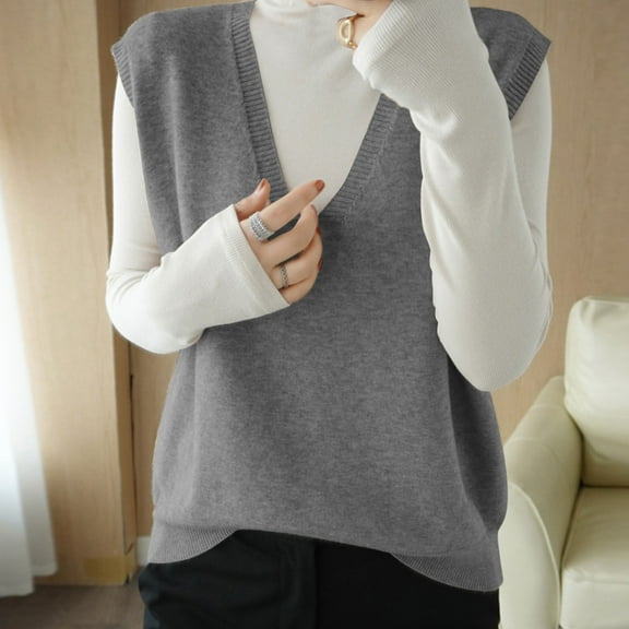 KIHOUT New Arrival Tank Tops for Women V-Neck Sleeveless Solid Color Capless Fashion Fallow Commuting tops