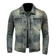 thumbnail image 1 of KIHOUT New Arrivals Mens Jean Jacket Casual Loose Fit Button Down Denim Trucker Jacket Coat, Size M-4XL, 1 of 7