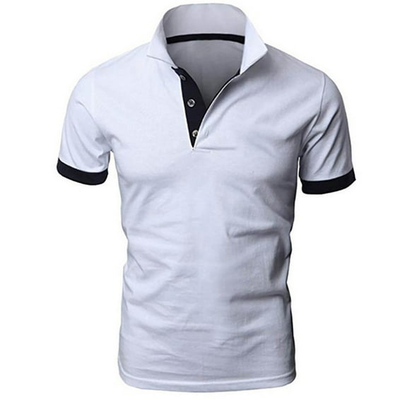 KIHOUT New Arrivals Summer Mens Shirts, Men's Solid Color Button Lapel Casual Short Sleeves Top Blouse, Fathers Day Gifts White 4XL