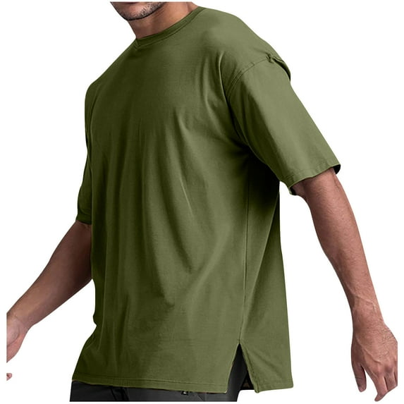 KIHOUT New Arrivals Summer Mens T-shirts , Fashion Men Solid Color Casual Short Sleeve Round-Neck Blouses Shirts, Fathers Day Gifts Army Green M