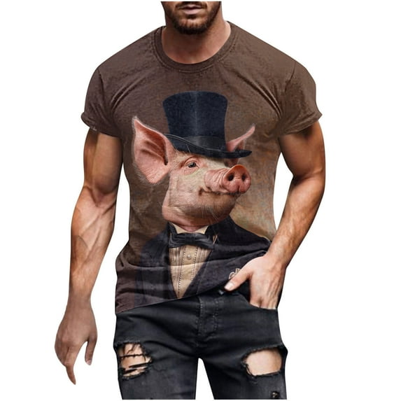 KIHOUT New Arrivals Summer Mens T-shirts , Men Print Short Sleeve Round Neck Shirts Casual Fashion Graphic Tees Blouse, Fathers Day Gifts Black XL