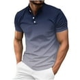 thumbnail image 1 of KIHOUT New Arrivals Summer Mens T-shirts , Men's Solid Color Sport Shirt with Button Lapel Short Sleeve Lapel Top/Shirt, Fathers Day Gifts Navy M, 1 of 6