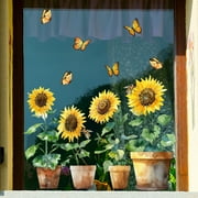 KIHOUT New Deals Sunflower Window Clings, Fall Glass Window Decorations Holiday Birthday Bedroom Nursery Living Room Decor Home Kitchen Office Fridge Decorations Kids DIY Supply