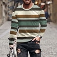 thumbnail image 1 of KIHOUT New Fashion Casual Men's Long Sleeve Sport T-Shirt Striped Printed Round-Neck Blouses Shirts KH/L, 1 of 5