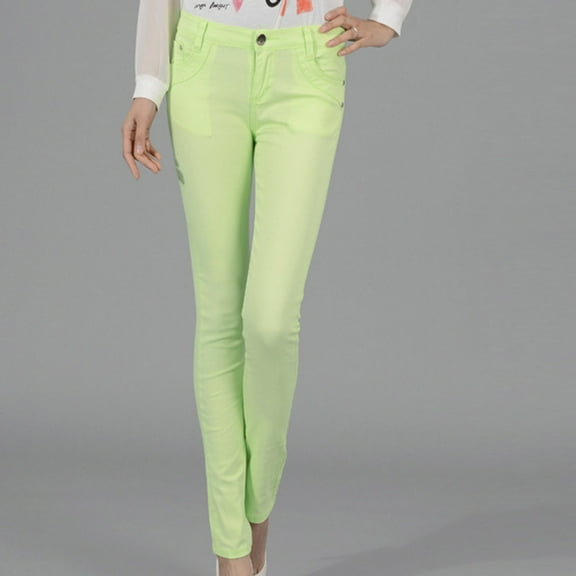 KIHOUT New Summer Fashion Women Pants Plus Size Fashion Women's Pencil Pants Solid Ladies Button Denim Slim Pants