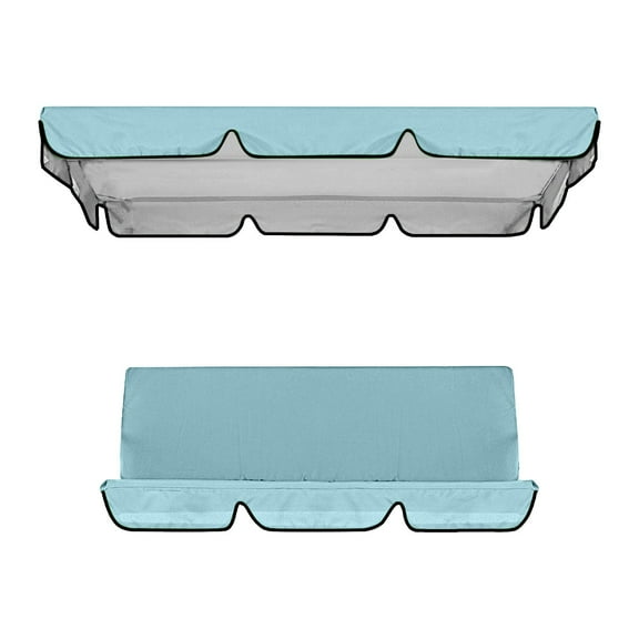 KIHOUT Patio Swing Canopy Waterproof Top Cover Set,Swing Chair Glider Replacement Awning Canopy Cover/Seat Cover,All Weather Protection Outdoor Garden Covers(top Cover + Chair Cover) Sky Blue