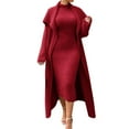 thumbnail image 1 of KIHOUT Plus Size Dresses For Women Clearance Women's One Coat Two Wear Slim Reversible Velvet Dress Cardigan Loose Long Coat Two Piece Suit+belt, 1 of 9