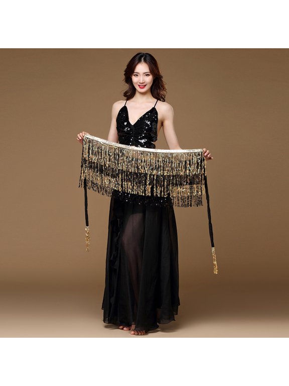 Plus Size Skirt For Women Women Belly Dance Belt Skirt Hip Wrap Outfit Sequins Tassels Bead Scarf
