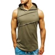 KIHOUT Promotion Mens Long Sleeve Hooded Striped Splicing vest jacket Patchwork Sleeveless Contrast Hoodie