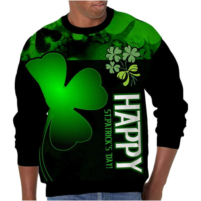 KIHOUT Promotion Men's Long Sleeve St. Patrick's Day Round Neck Digital  Print Pullover Sports Sweatshirt Tops Clearance