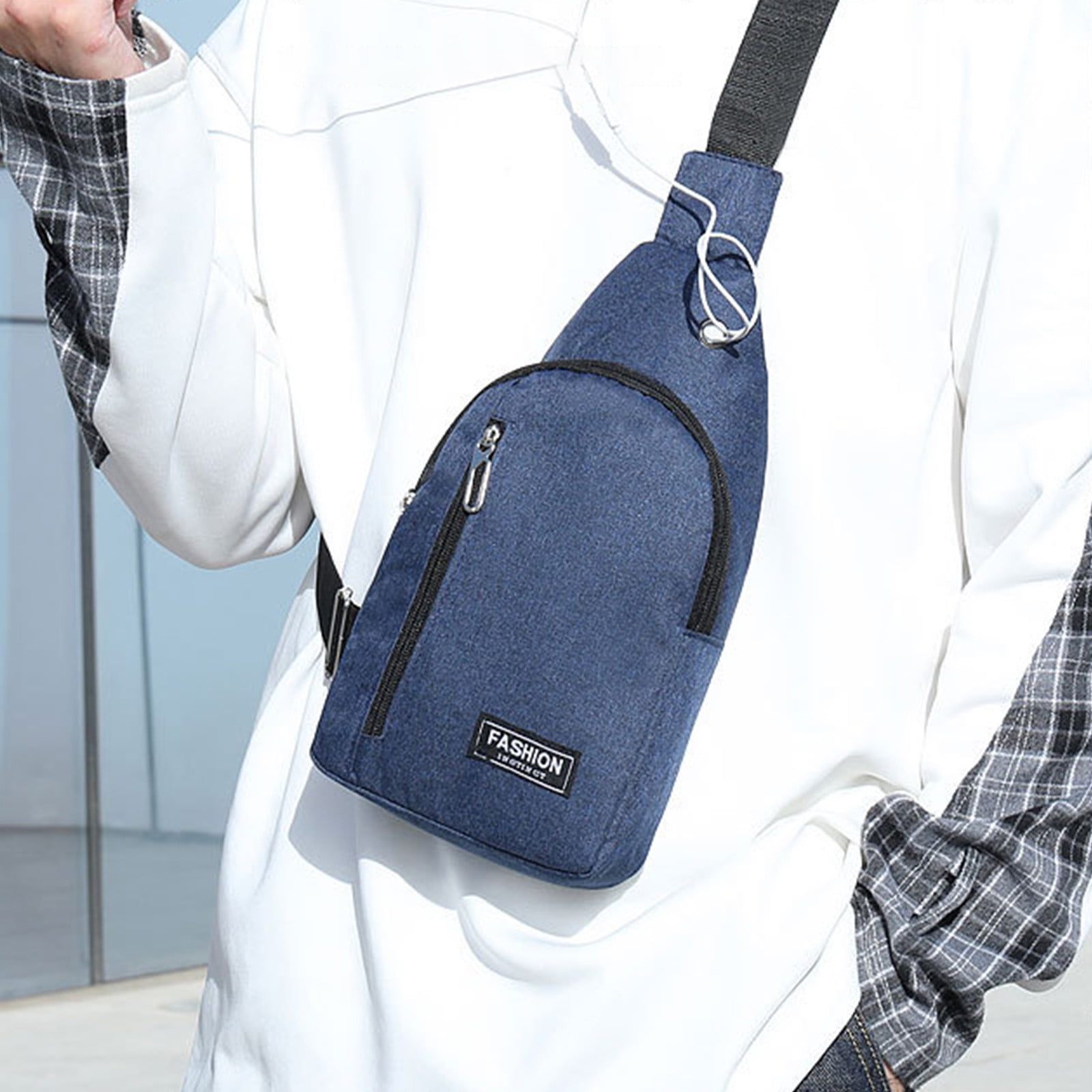 KIHOUT Promotion Small Sling Bag Crossbody Chest Shoulder Water Sling Purse  Strap Travel Bag For Men Women Boys With Earphone Hole