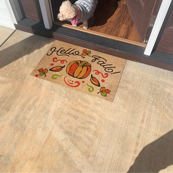 KIHOUT Propormotion Happy Fall Door Mat,Fall Leaves Pumpkin Theme Welcome Doormat For Front Door,Indoor Outdoor Rug For Home Kitchen Floor Thanksgiving Decor 16 X 24 Inch
