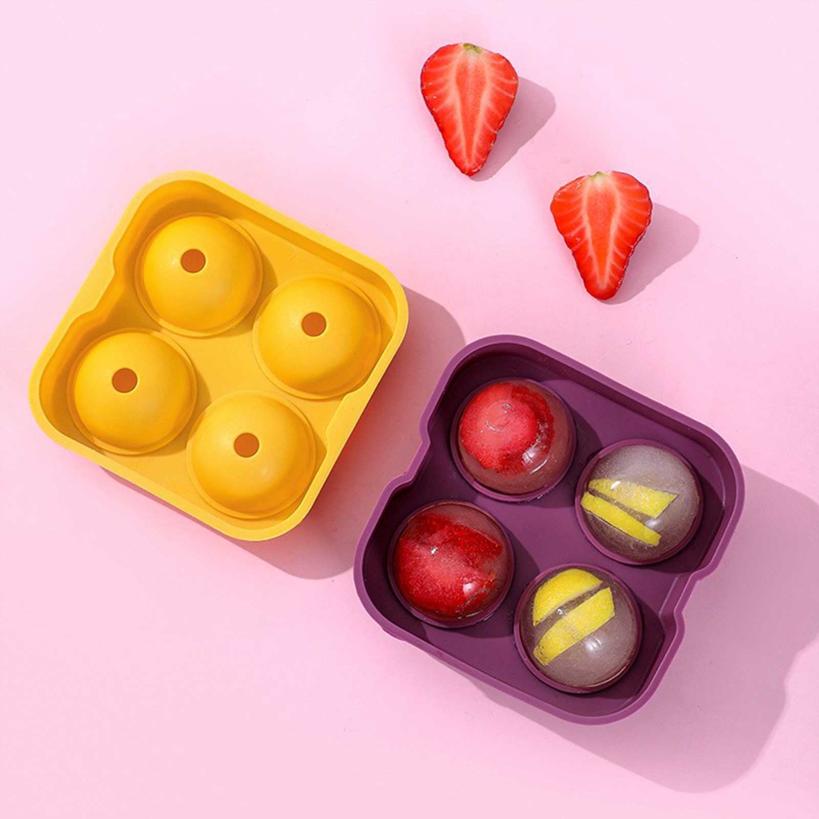 KIHOUT Reduce Ice Sphere Tray Ice Sphere Maker Large Sphere Ice Mould With Lid Silicone Ice Tray