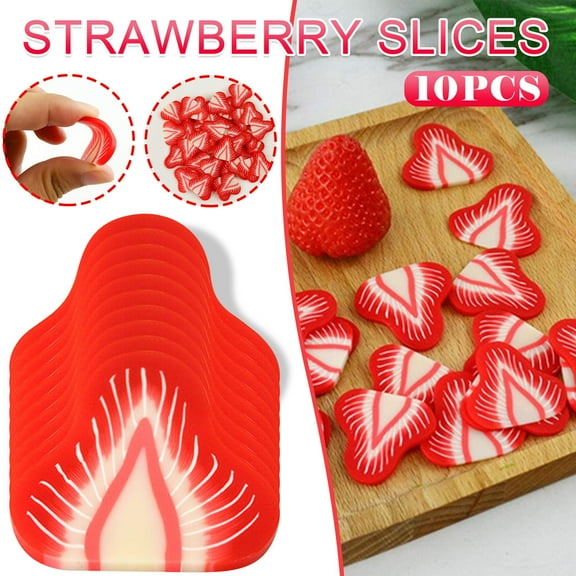 KIHOUT Plastic Red Strawberry Slice Lifelike Strawberry Slice False Fruit Decoration