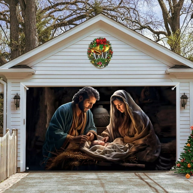 KIHOUT Sales Christmas Garage Door Decorations Large Christmas Nativity