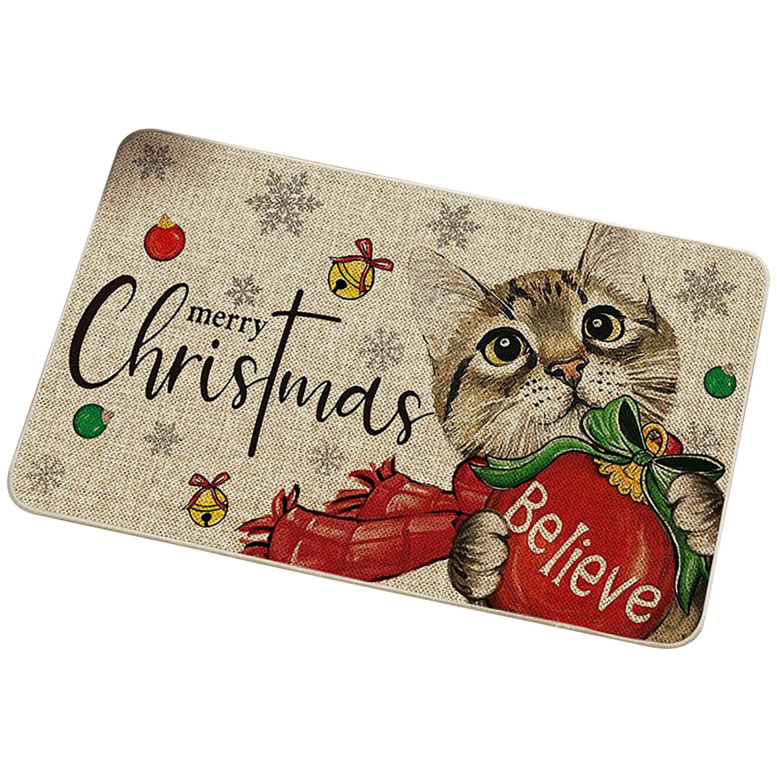 KIHOUT Sales Winter Holiday Christmas Happy Cute Cat Mats