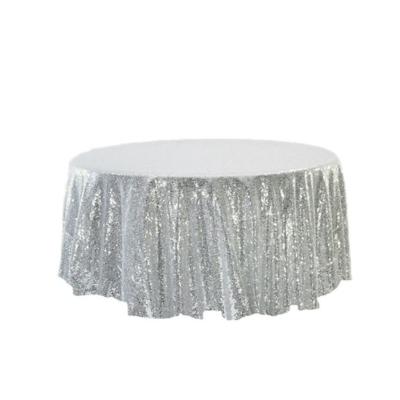 KIHOUT Sequin Table Cloths for Parties, 60cm Glitter Overlay Table Cover Fitted Square Round Small Tables for Christmas Wedding Birthday Holiday Event Cake Decoration