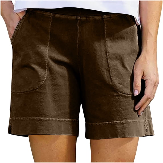 KIHOUT Shorts for Women Women's Summer Solid Color Casual Shorts with Pockets, Size S-3XL