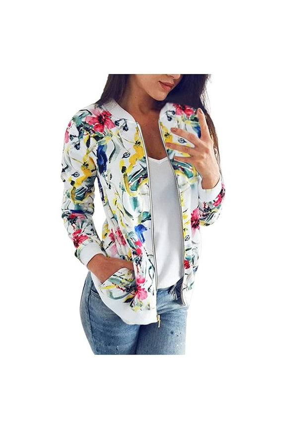 Spring Winter Coat for Women, Women's Spring Winter Jacket Bomber Jacket Thin Transitioned Coat Zip StandUp Collar Outwear