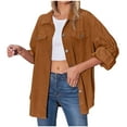 thumbnail image 1 of KIHOUT Spring Winter Coat for Women, Women's Srping Wintr Jacket Casual Lapel Loose Lantern Sleeve Corduroy Shirt Long Sleeve Hoodless Casual Coat, 1 of 5