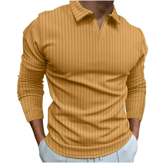 KIHOUT Spring Winter Sweatshirts for Men, Casual Solid Turndown Pullover High Elastic Long Sleeve Blouse, Size S-3XL