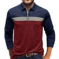 thumbnail image 1 of KIHOUT Clearance Men's Long Sleeve Shirt Contrast Color Slim Zipper Standing Neck Casual Sports Home T-shirt Blouse, 1 of 4