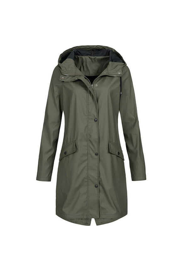 Spring Winter Warm Coat Women Solid Rain Jacket Outdoor Plus Size Hooded Raincoat Windproof,Size S-5XL