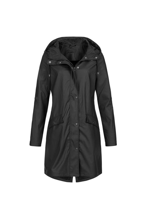 Spring Winter Warm Coat Women Solid Rain Jacket Outdoor Plus Size Hooded Raincoat Windproof,Size S-5XL