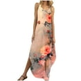 thumbnail image 1 of KIHOUT Summer Dresses for Women Fashion Backless Sleeveless V-Neck Halter Split Hemline Printed Maxi Dress Multicolor L, 1 of 9