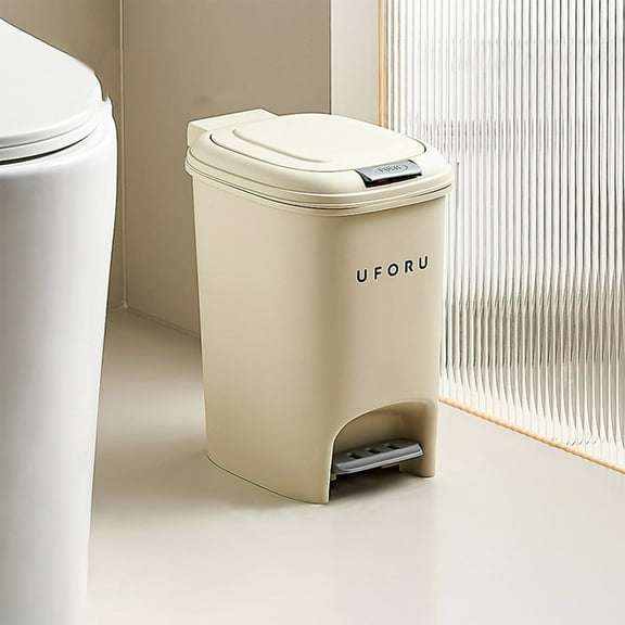 KIHOUT Summer Kitchen Trash Can | Large Plastic Waste Bin with Odor Protection of Lid | Hands Free with Step on Foot Pedal and Garbage Bag Rings