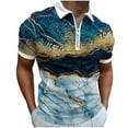 thumbnail image 1 of KIHOUT Summer Mens Shirts, Men Casual Printed Short Sleeve Turn Down Collar Zipper T-Shirt Blouse Tops Navy L, 1 of 5