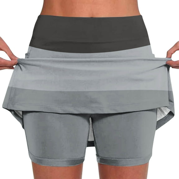 KIHOUT Summer Shorts Skirts for Women Colorblock Mid-waist Sports Skirts Swimsuit Bottom, Size S-4XL