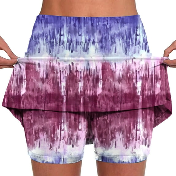 KIHOUT Summer Shorts Skirts for Women Floral Print Mid-waist Sports Skirts Swimsuit Bottom, Size S-5XL