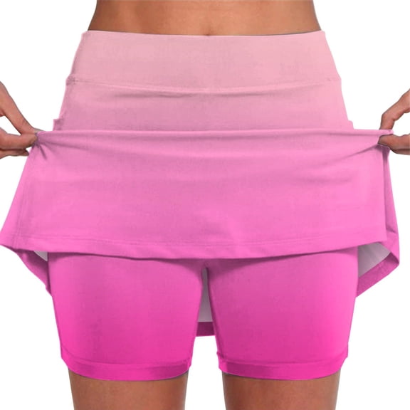 KIHOUT Summer Shorts Skirts for Women Gradient Mid-waist Sports Skirts Swimsuit Bottom, Size S-4XL