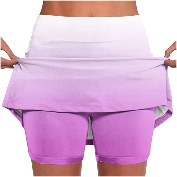 KIHOUT Summer Shorts Skirts for Women Gradient Mid-waist Sports Skirts Swimsuit Bottom, Size S-4XL