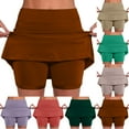 thumbnail image 1 of KIHOUT Summer Shorts Skirts for Women Solid Color Mid-waist Sports Skirts Swimsuit Bottom, Size S-4XL, 1 of 6