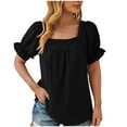 thumbnail image 1 of KIHOUT Summer Tops for Women, Fashion Women's Casual Comfortable Solid Short Sleeved Top Blouse T-Shirt (Black M), 1 of 4