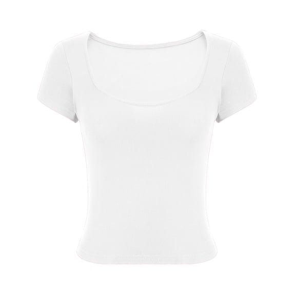 KIHOUT Summer Tops for Women, Fashion Women's Solid Round-Neck Casual Short Sleeved Top (White 2XL)