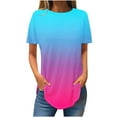 thumbnail image 1 of KIHOUT Summer Tops for Women, Women's Fashion Sold Short Sleeves Blouse Round Neck Casual Tops (Blue S), 1 of 3