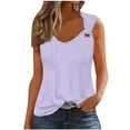 thumbnail image 1 of KIHOUT Summer Tops for Women, Women's Fashion Solid Sleevesless Blouse V Neck Casual Tops (Purple XL), 1 of 6