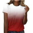 thumbnail image 1 of KIHOUT Summer Tops for Women, Womens Fashion Print Tops Short Sleeve Out Blouse Round Neck T-Shirt Tops (Wine 2XL), 1 of 5
