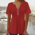 thumbnail image 1 of KIHOUT Summer Women's Printed V-neck Button up Short Seeved Top women's tops, 1 of 3