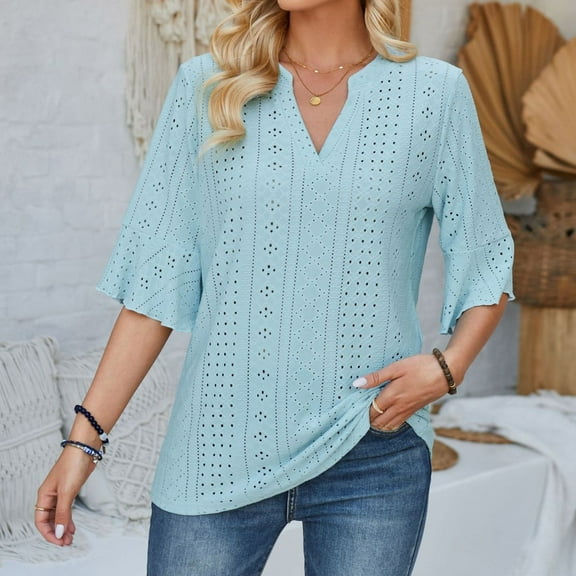 KIHOUT Summer Womens Fashion Print Tops Short Sleeve Out Blouse Funny Round Neck T-Shirt Tops women's tops