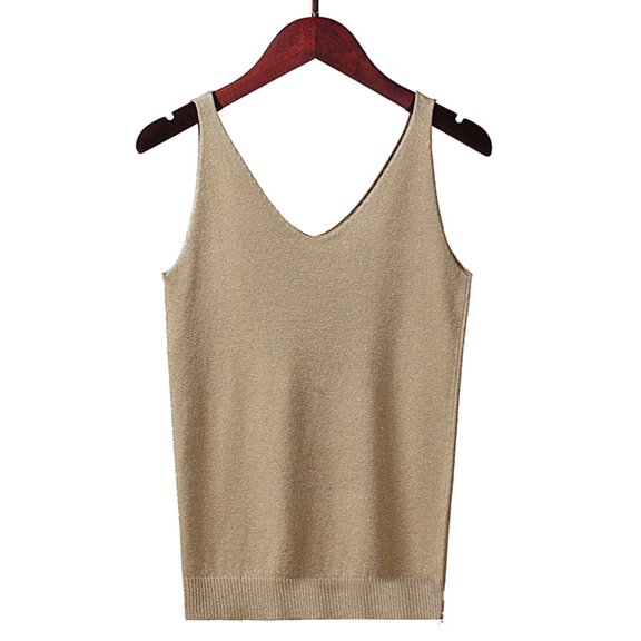 KIHOUT Summer Womens Tank Tops Plus Size Solid Color Camisole Sleeveless V Neck Base Shirt